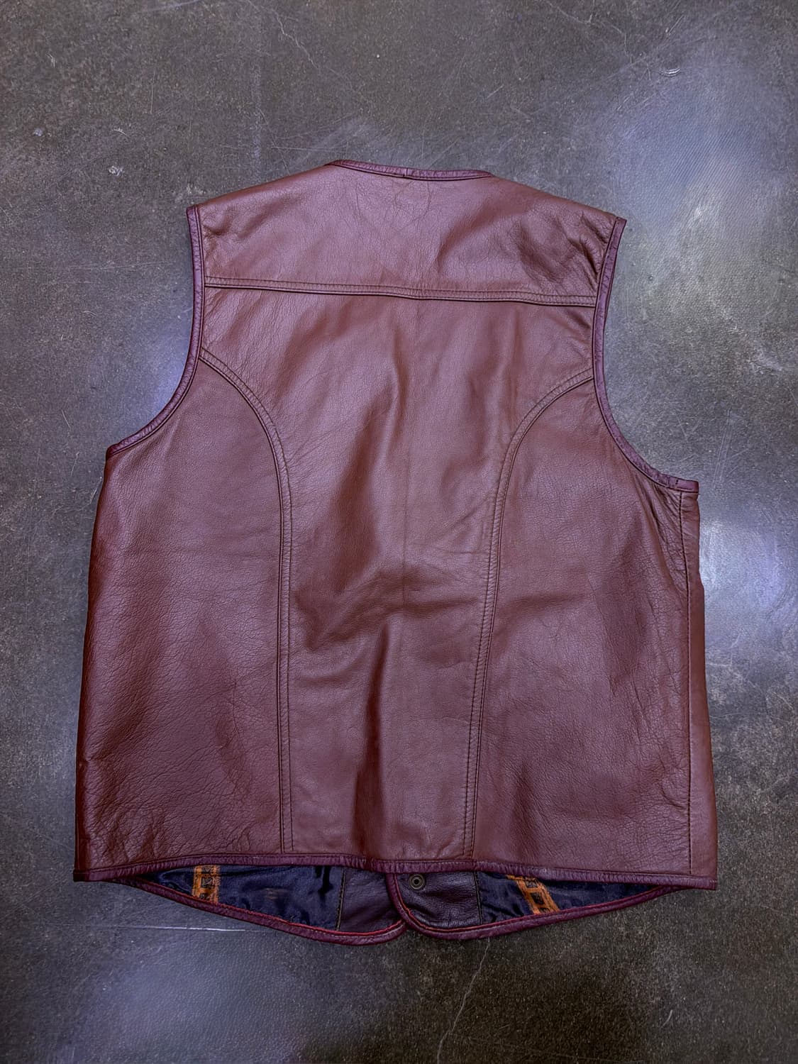 V 파리스 빈티지 멀티포켓 소가죽 버건디 베스트 조끼 L 상품이미지2