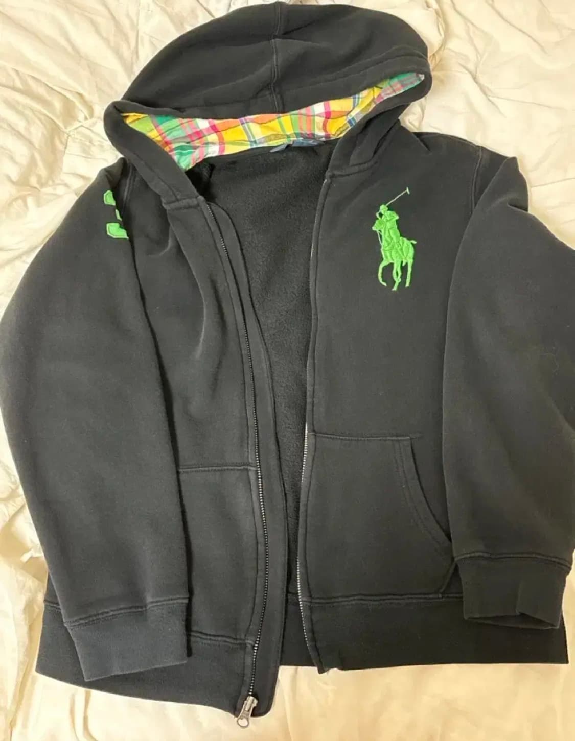 !유일매물! 폴로 랄프로렌 빅포니 체크 후드집업 블랙 상품이미지8