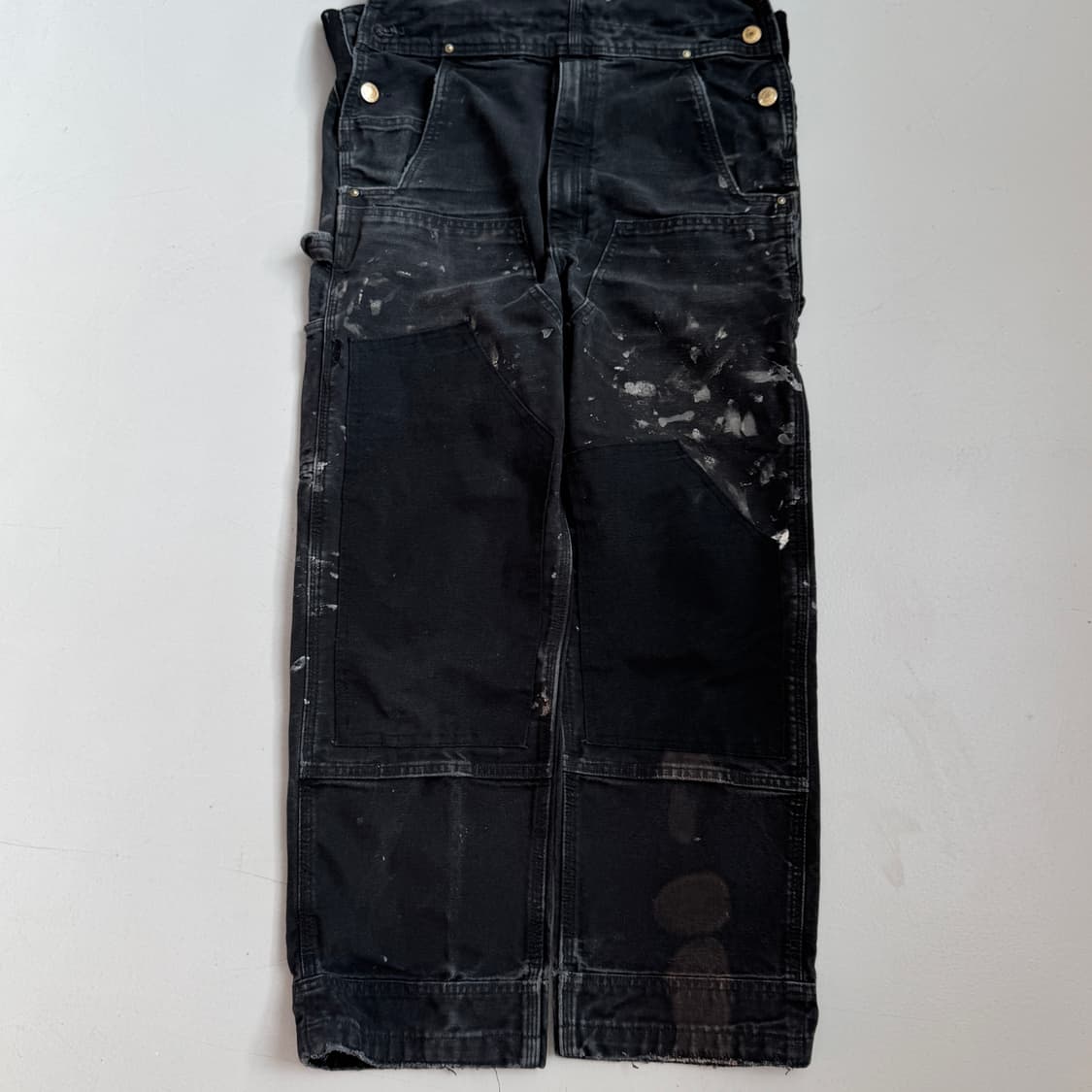 칼하트 OG 덕캔버스 페이드 더블니 워크 오버롤 멜빵 블랙 상품이미지5