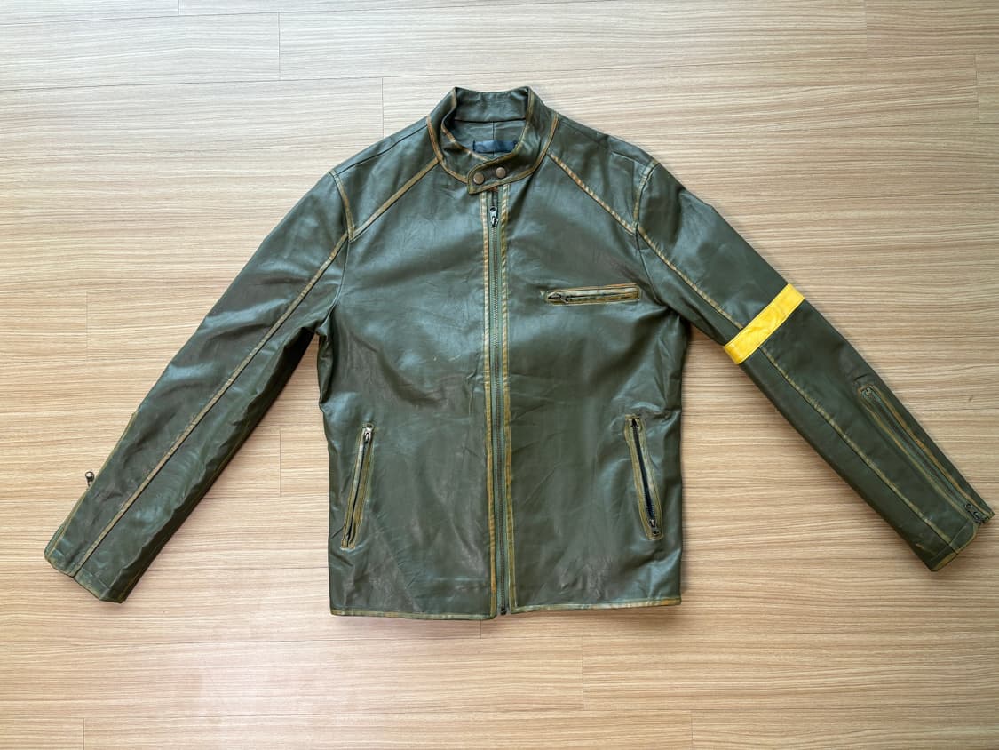 카키 레더 자켓 상품이미지3