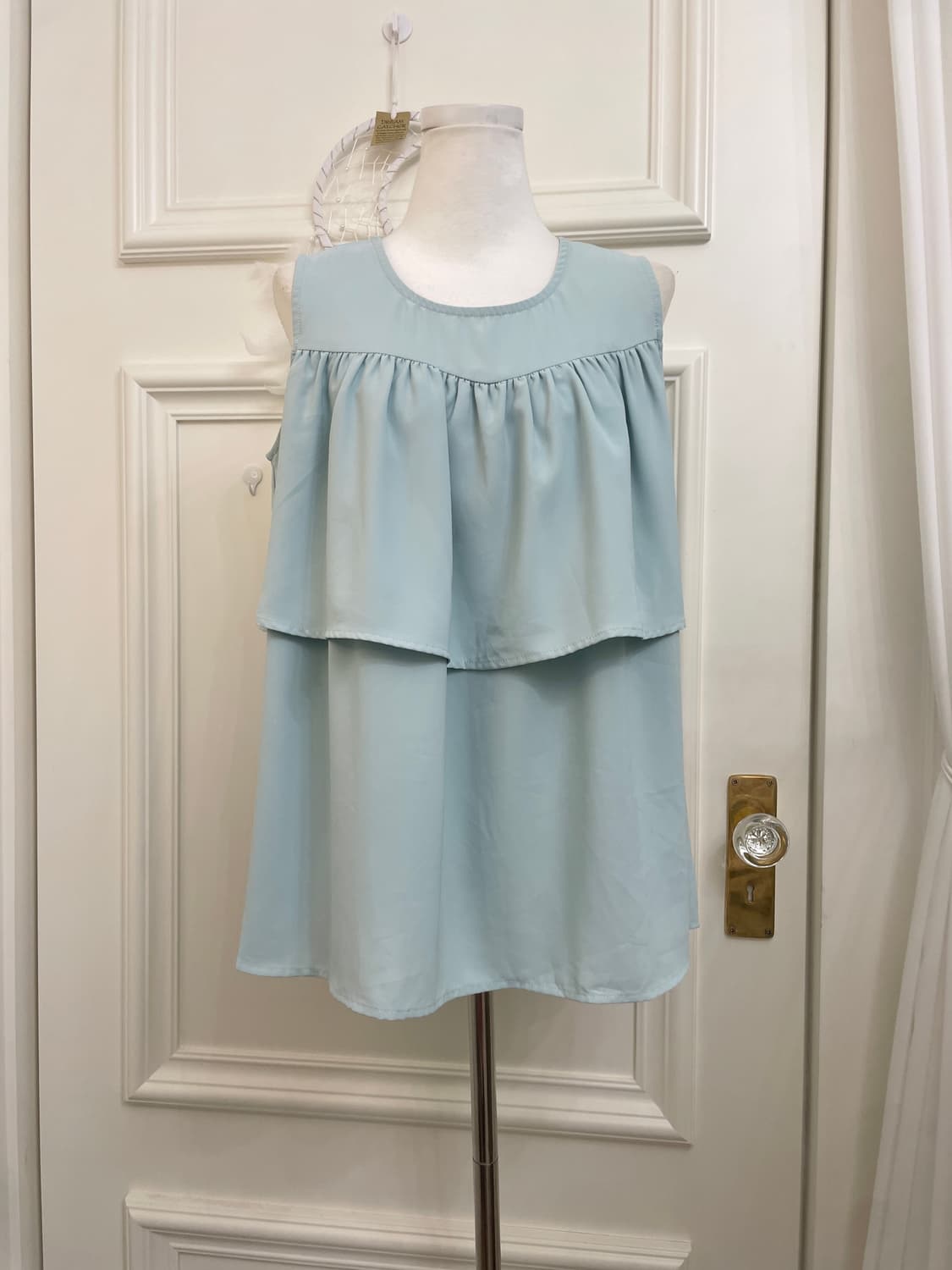 mint shirring layered blouse 상품이미지1