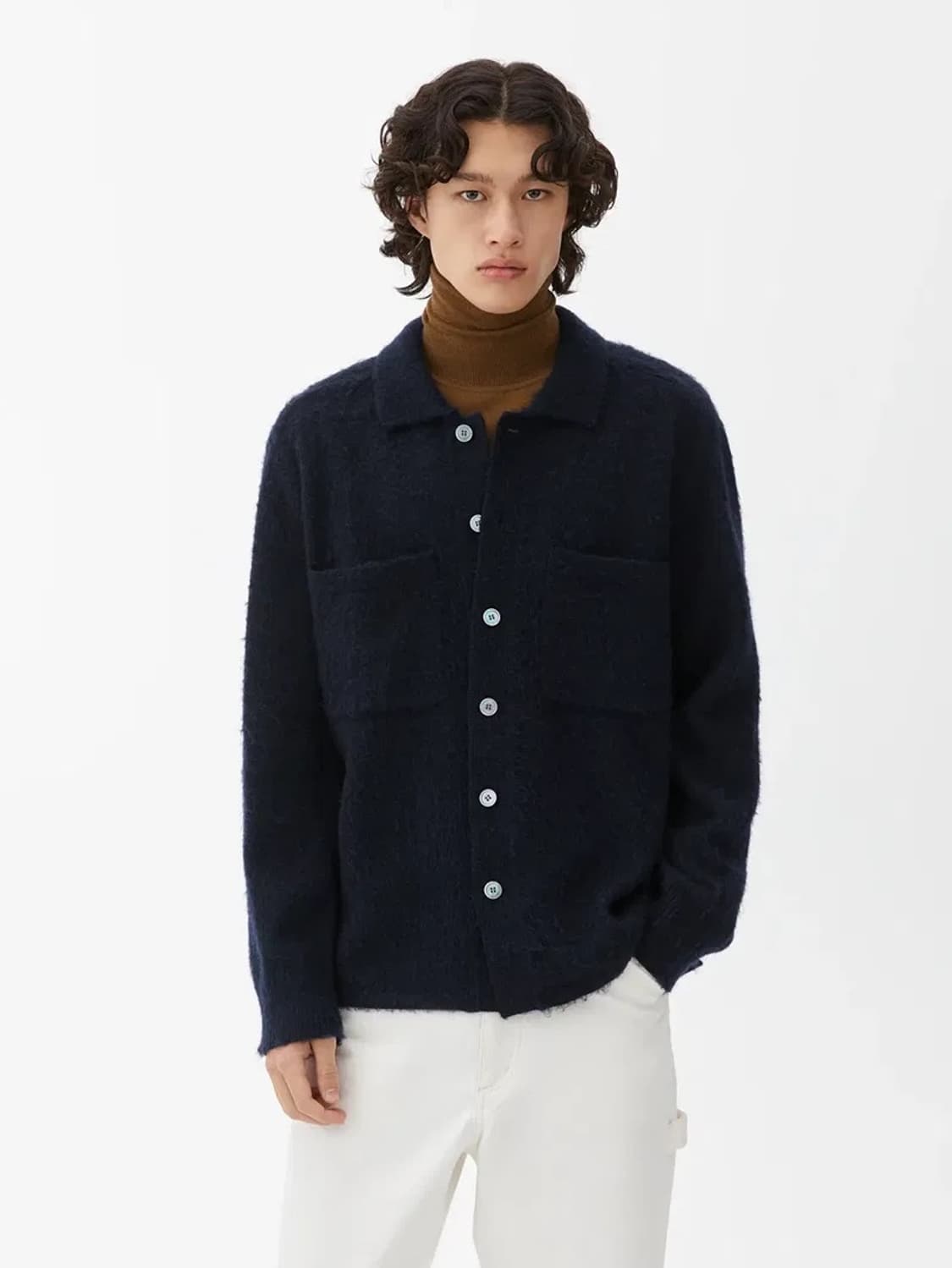 아르켓 다크 네이비 부클 울 가디건 상품이미지1