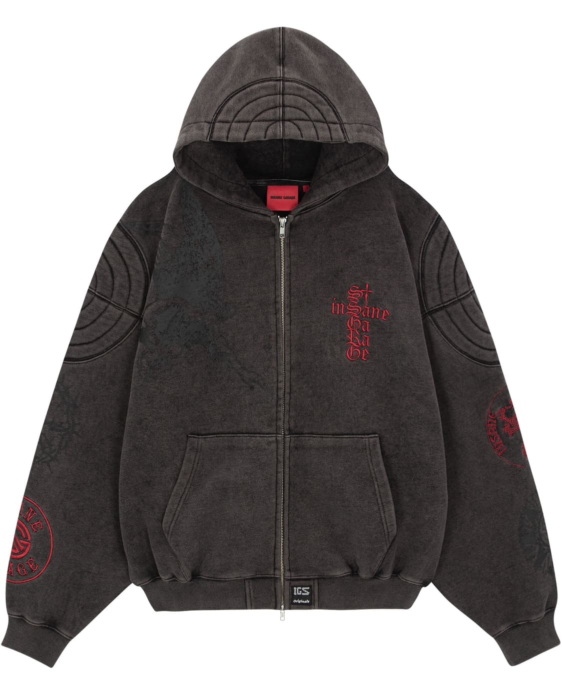 인세인개러지  패디드 숄더 후디 빈티지 블랙 1사이즈 후드집업 상품이미지1