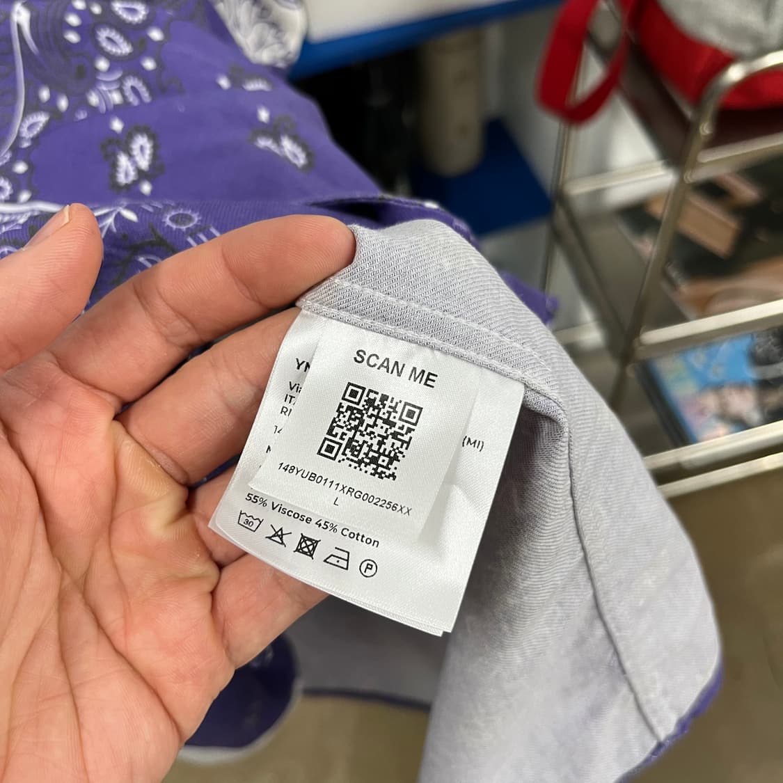 8by yoox 비스코스/코튼 페이즐리 반팔 셔츠 XXL 상품이미지5