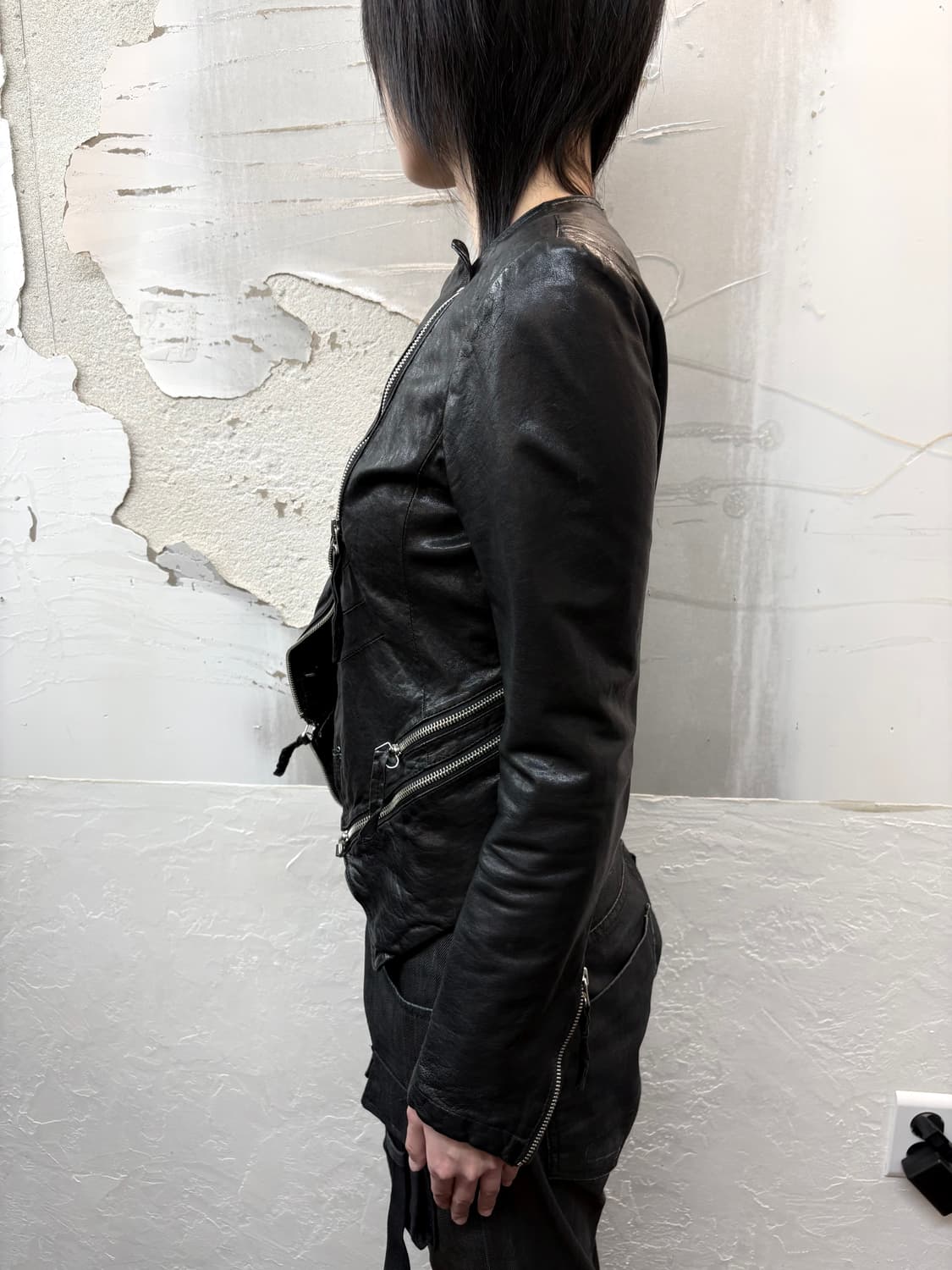 zipper detail sheepskin jacket 상품이미지6