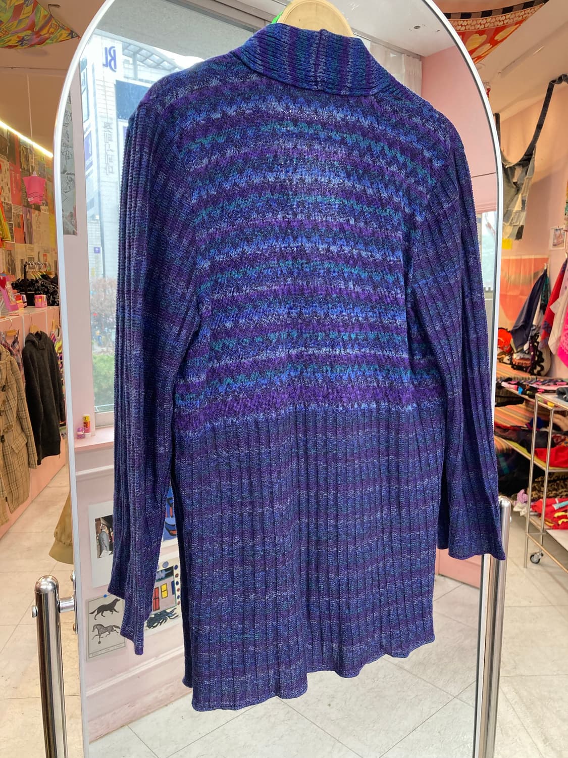 블루 롱 니트 가디건 상품이미지5