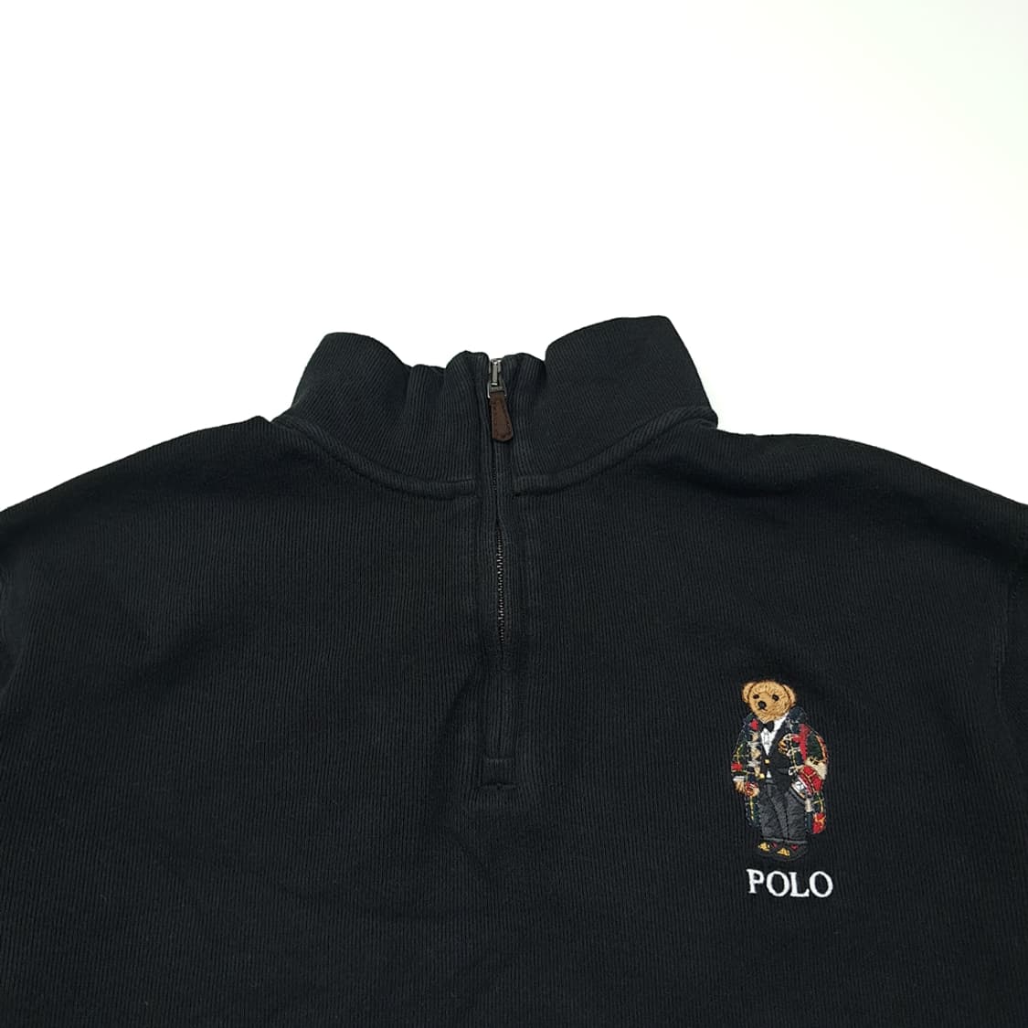 CL043 폴로 코튼 폴로베어 에스테이트 블랙 하프집업 니트 스웨터 상품이미지2