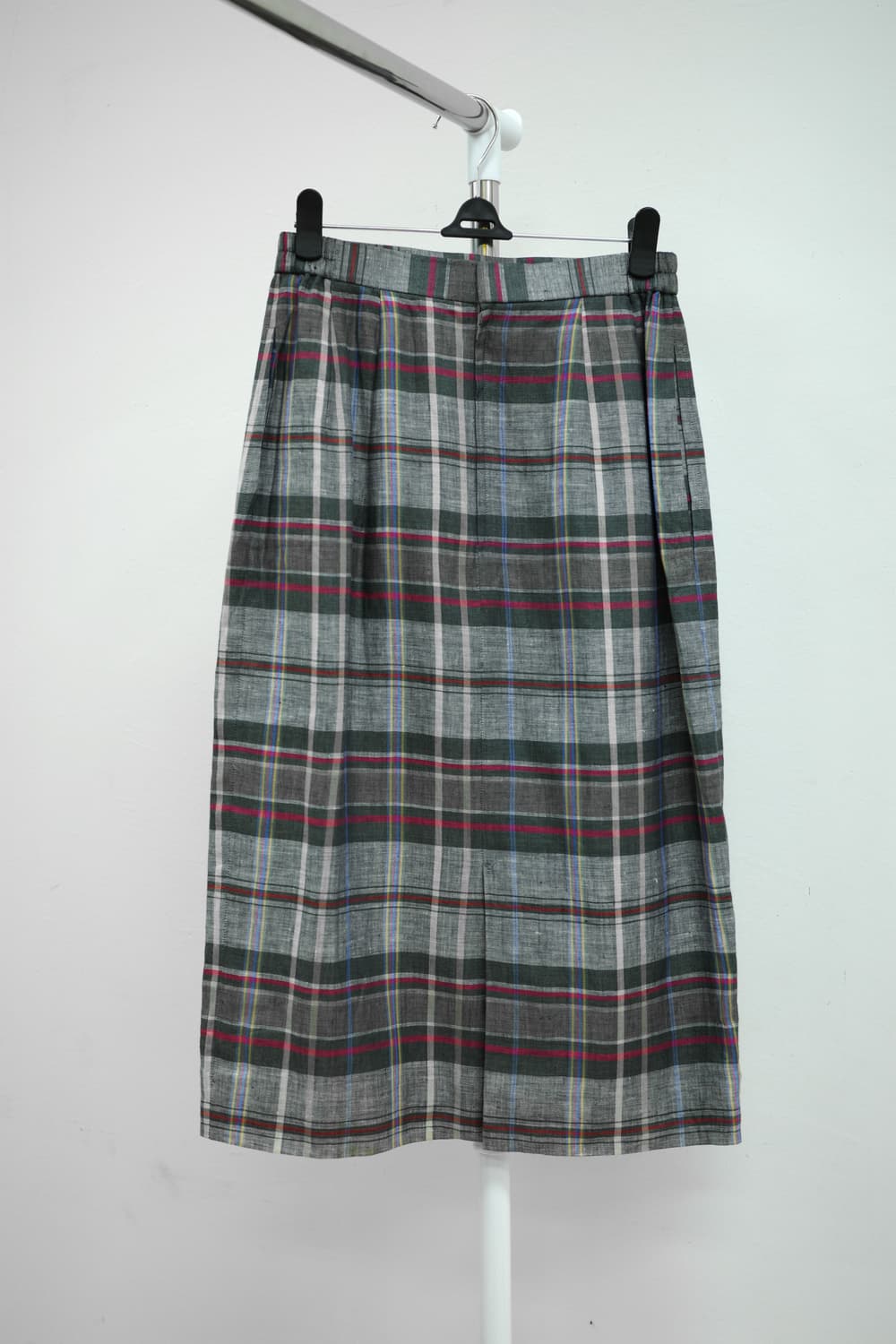 빈티지 그레이 체크 미디 스커트 상품이미지4