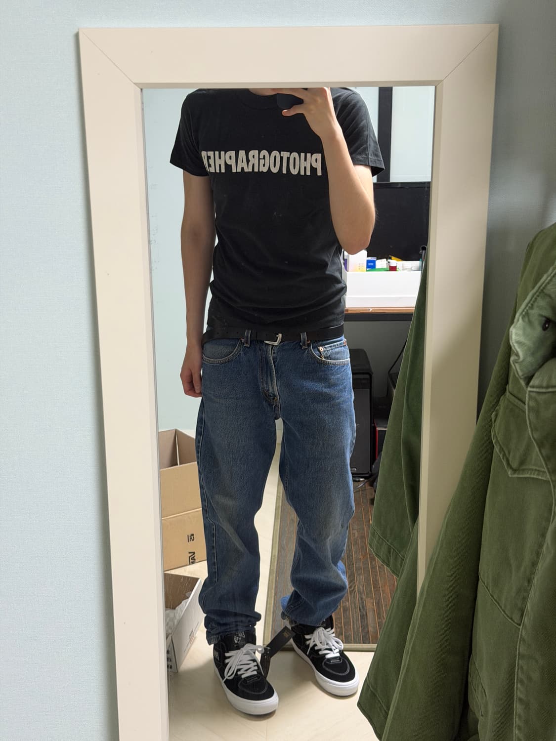 ERL 포토그래퍼 프린팅 티셔츠 블랙 M 새상품 상품이미지1