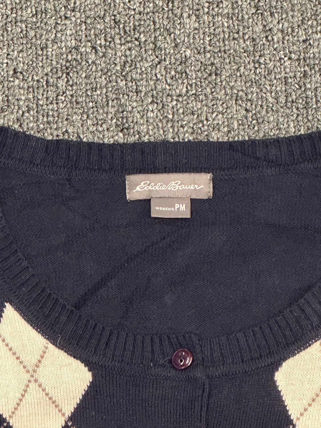 OS)여성 빈티지 아가일 패턴 가디건 상품이미지4