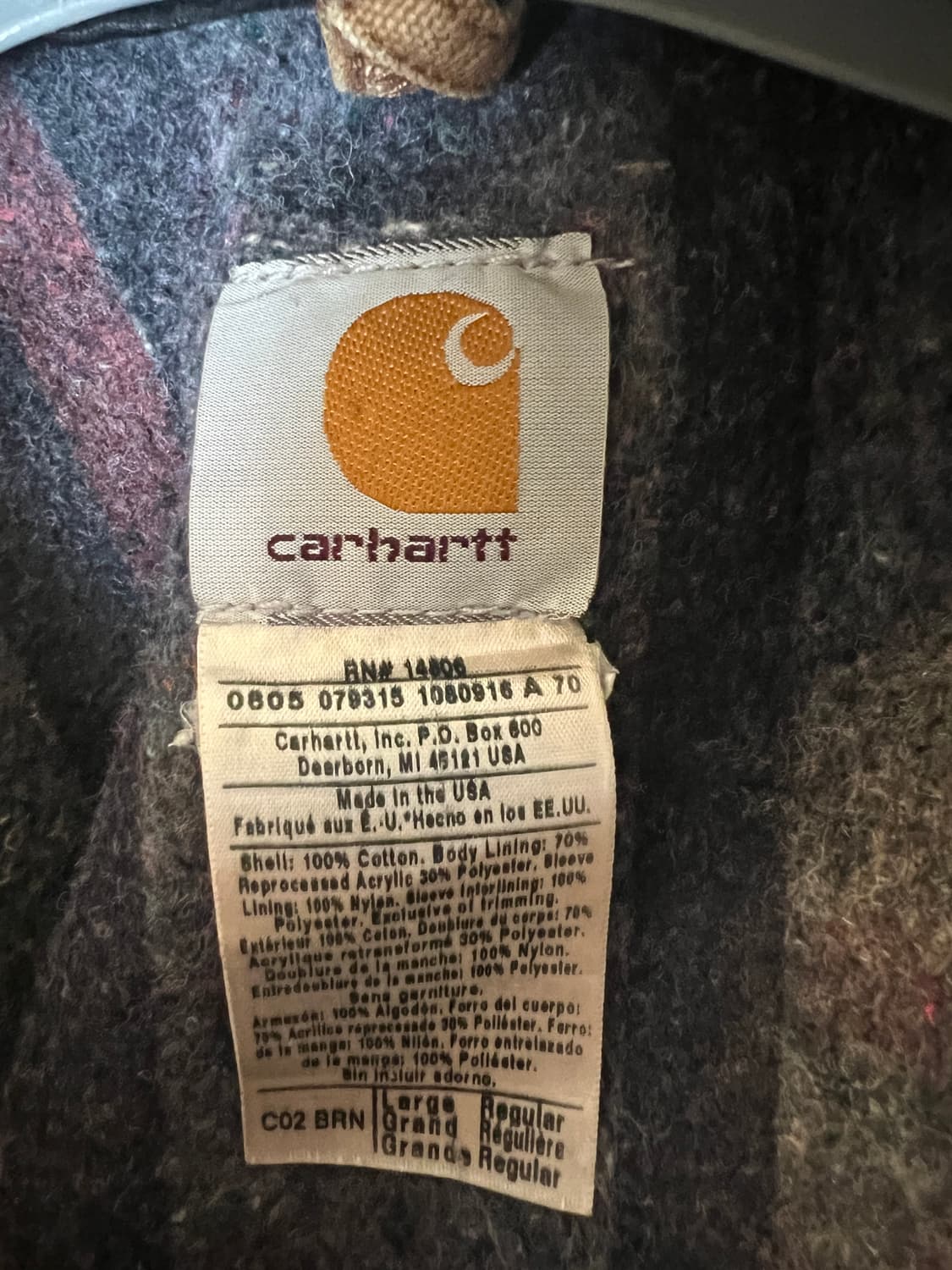 L 칼하트 빈티지 초어자켓 초어코트 브라운 샌드스톤 상품이미지5