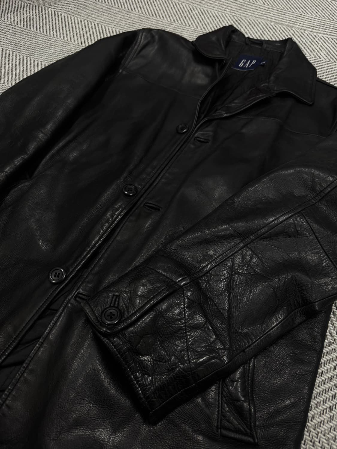 올드 갭 레더 빈티지 카 코트 블랙 M사이즈 상품이미지2