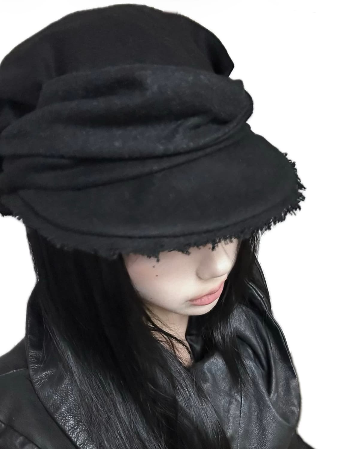 Ojos Scarf Veil Wool Cap / Black 상품이미지5