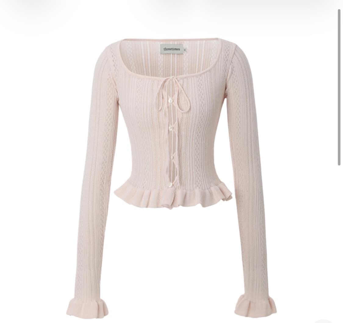 쓰리타임즈 아이리스 가디건 핑크 s 상품이미지1