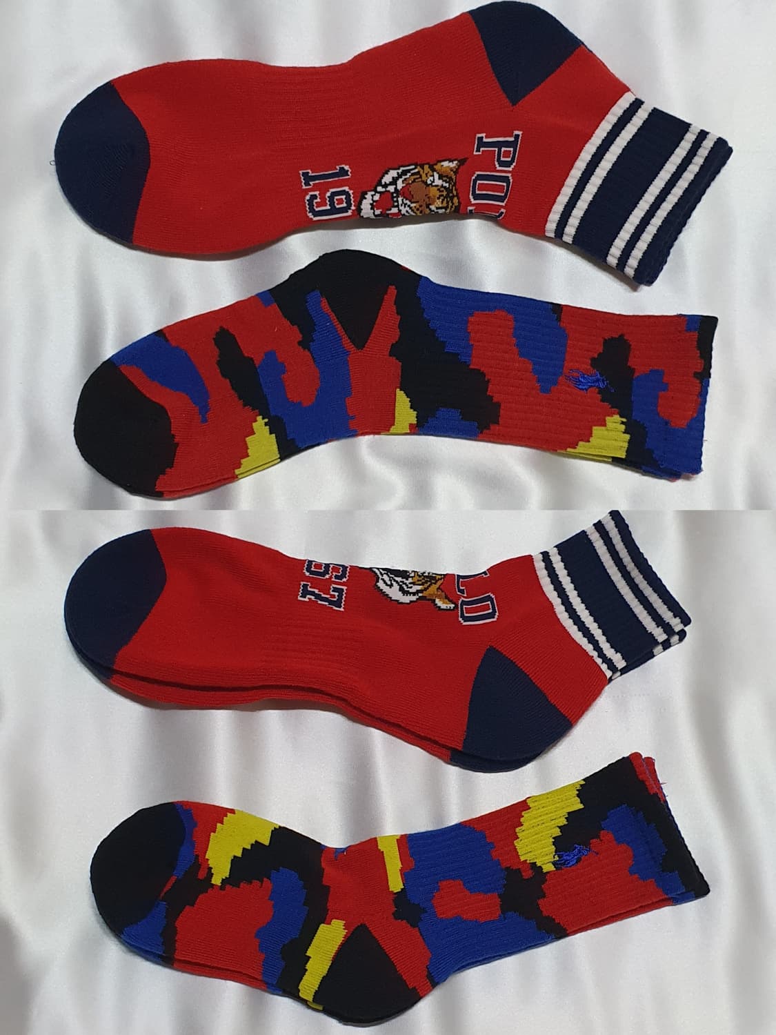 레드 블루 옐로우 폴로 랄프로렌 호랑이 범 추상화 양말 상품이미지1