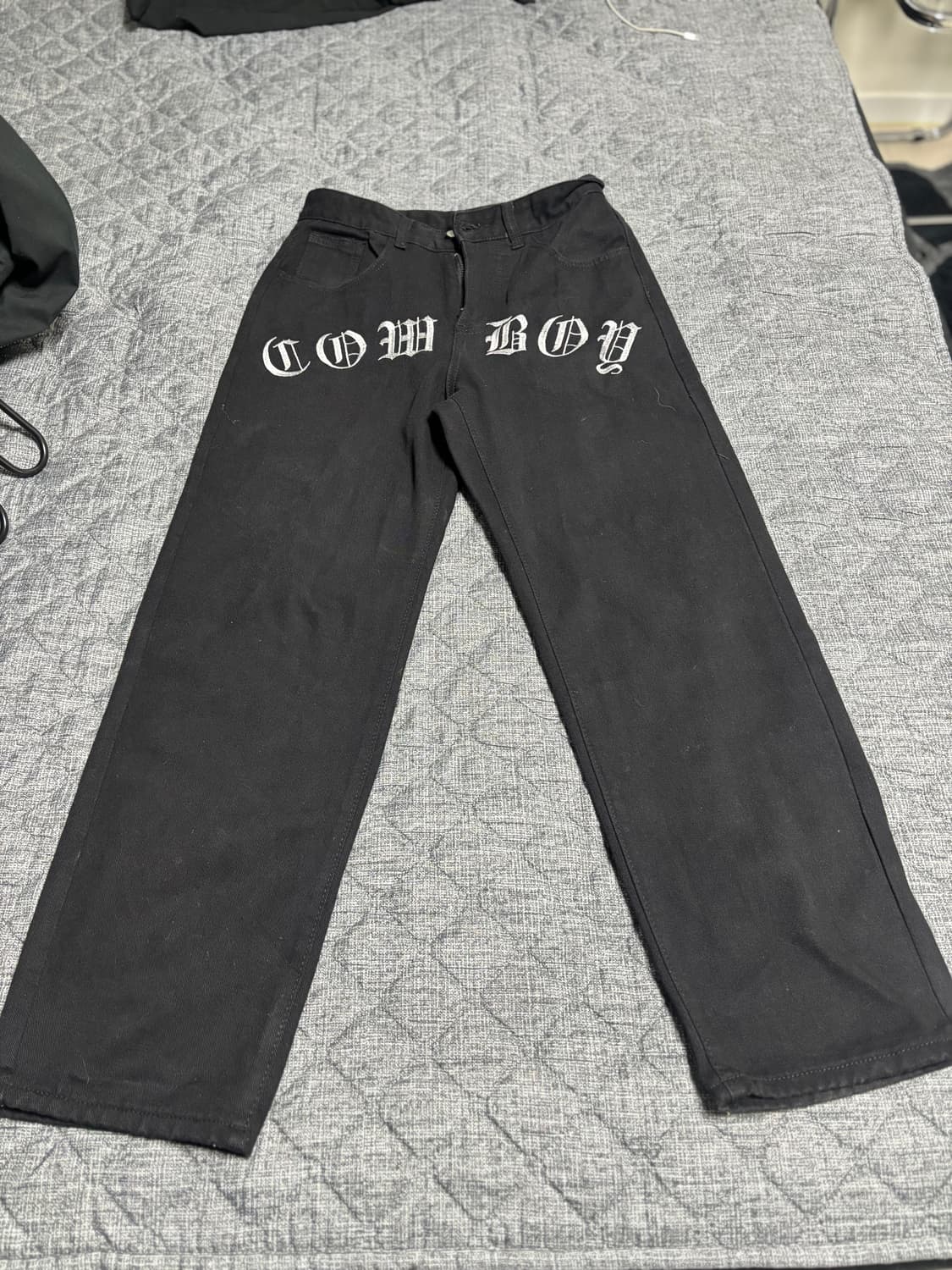 블랙 자수 팬츠 상품이미지3