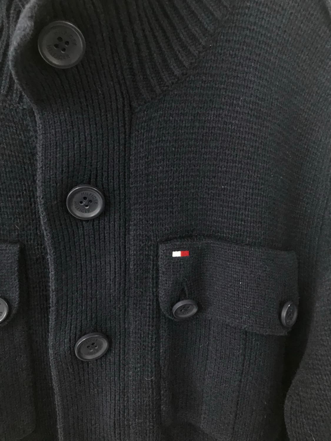 타미힐피거 자수로고 포켓 네이비 버튼 니트집업 상품이미지3