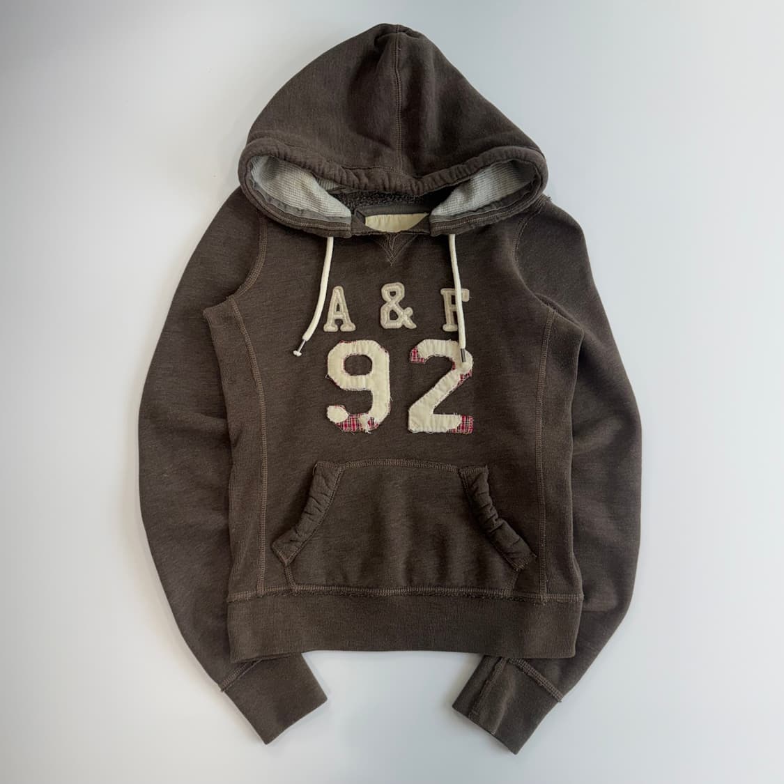 Abercrombie 아베크롬비 체크 포인트 로고 브라운 후드티 상품이미지3