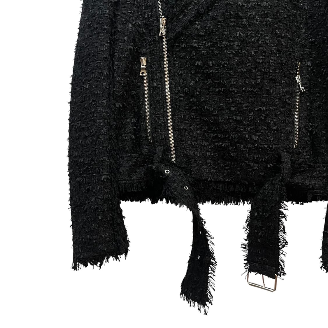 Balmain Black Tweed Biker Jacket 상품이미지3