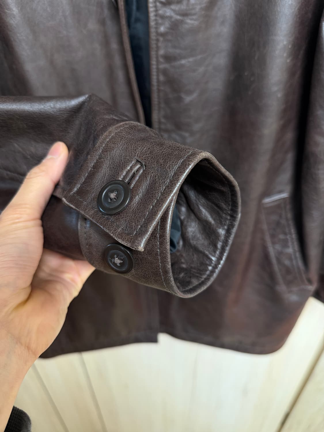 올드 갭 레더 카코트 브라운 상품이미지3