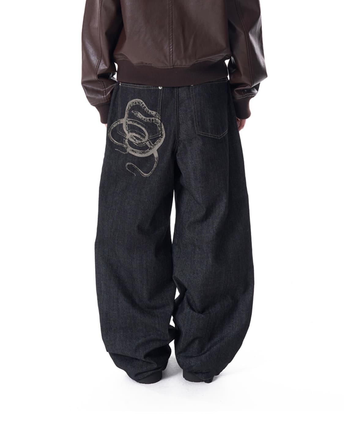 아캄 스네이크 프린트 데님팬츠 상품이미지2