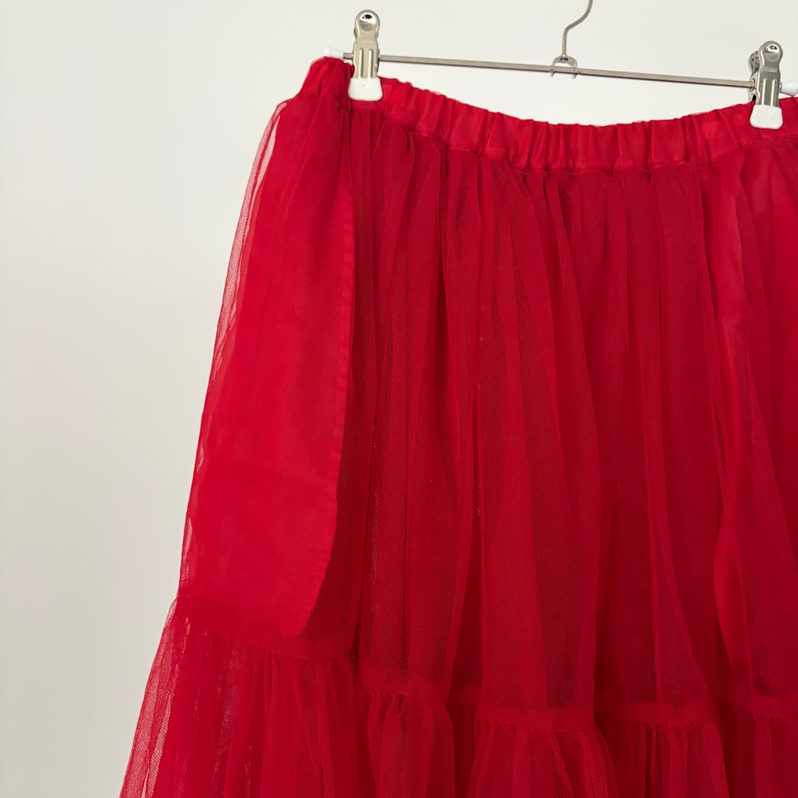 Red Tulle Shirring Skirt 상품이미지4