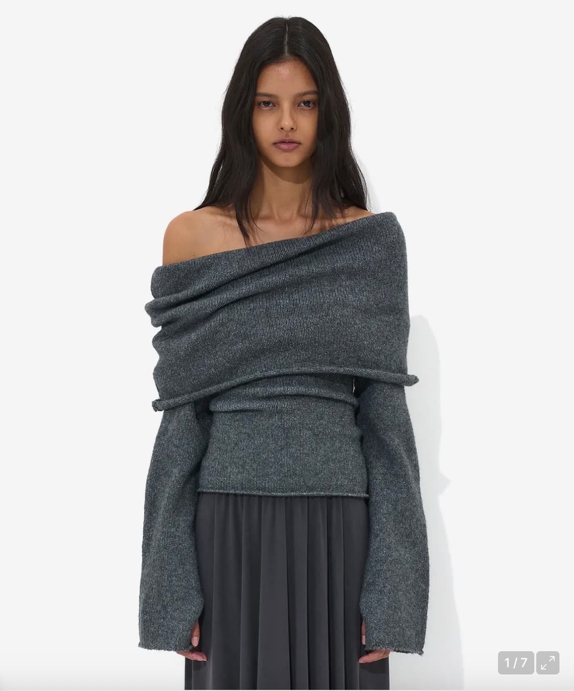 파르티멘토 우먼 부클 오프숄더 니트 탑 상품이미지1