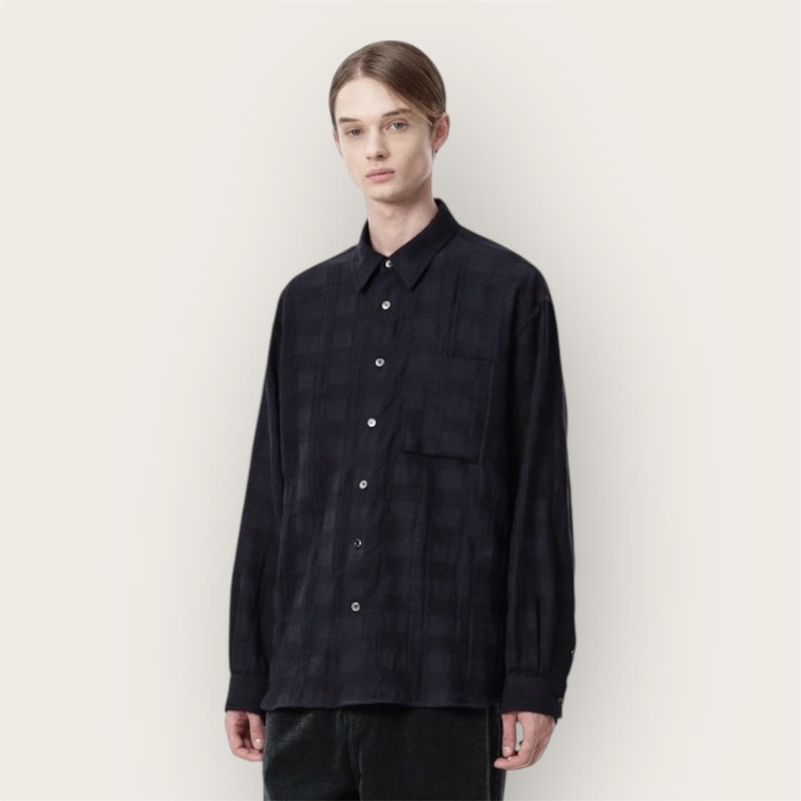 100~105/ 솔리드옴므 24–25FW 크링클 포켓 셔츠 상품이미지1