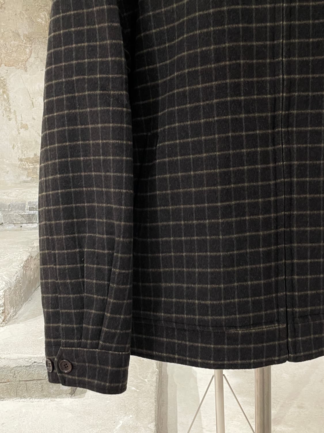 발망 다크 브라운 체크 울 집업 자켓 상품이미지4