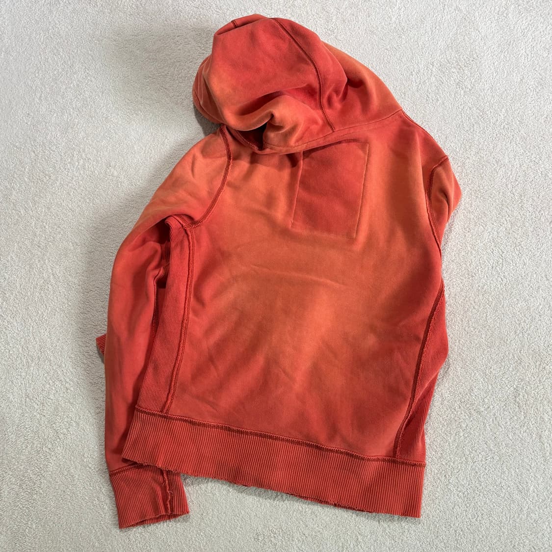 아베크롬비 오렌지 그라데이션 페이드 데미지 헤비 후드집업 상품이미지7