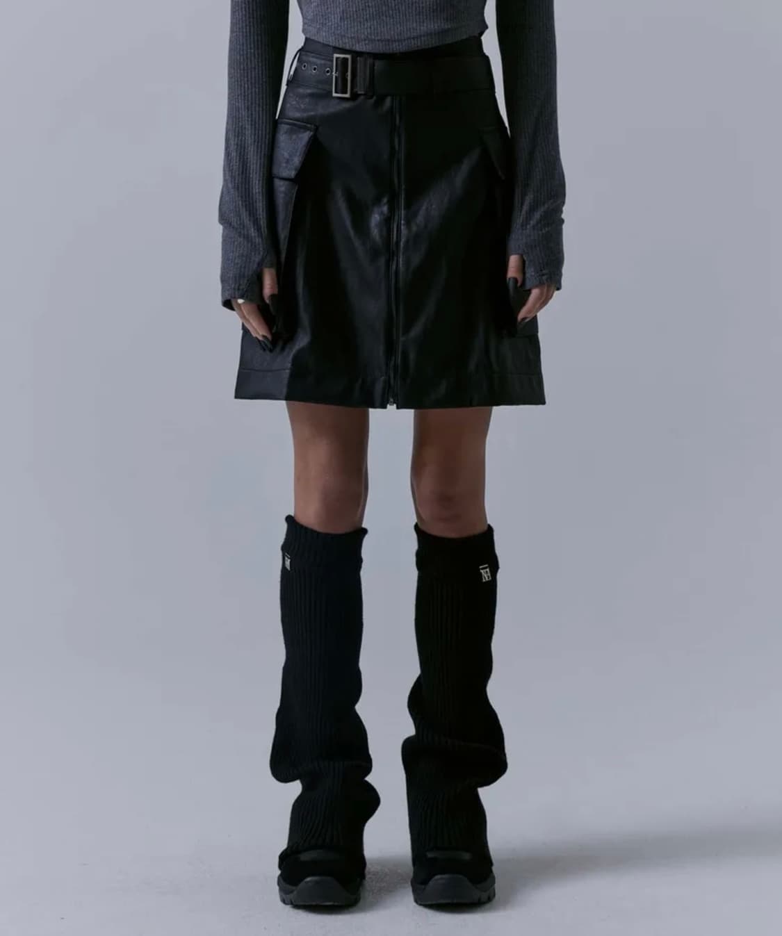 트리밍버드 2-way 레더 레그워머 블랙 상품이미지5