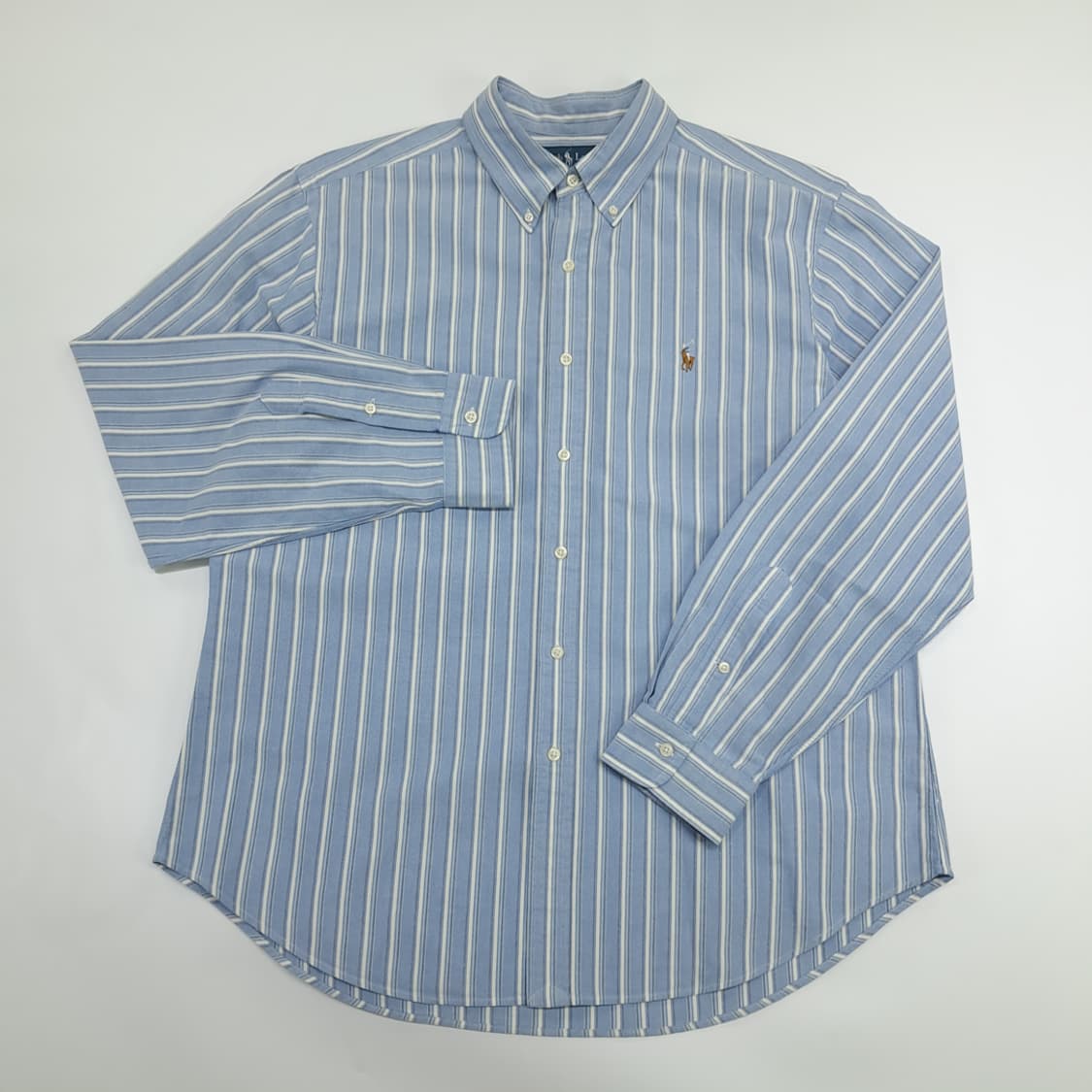 Co918 XL 폴로 랄프로렌 클래식블루 스트라이프 긴팔 셔츠 남방 상품이미지2