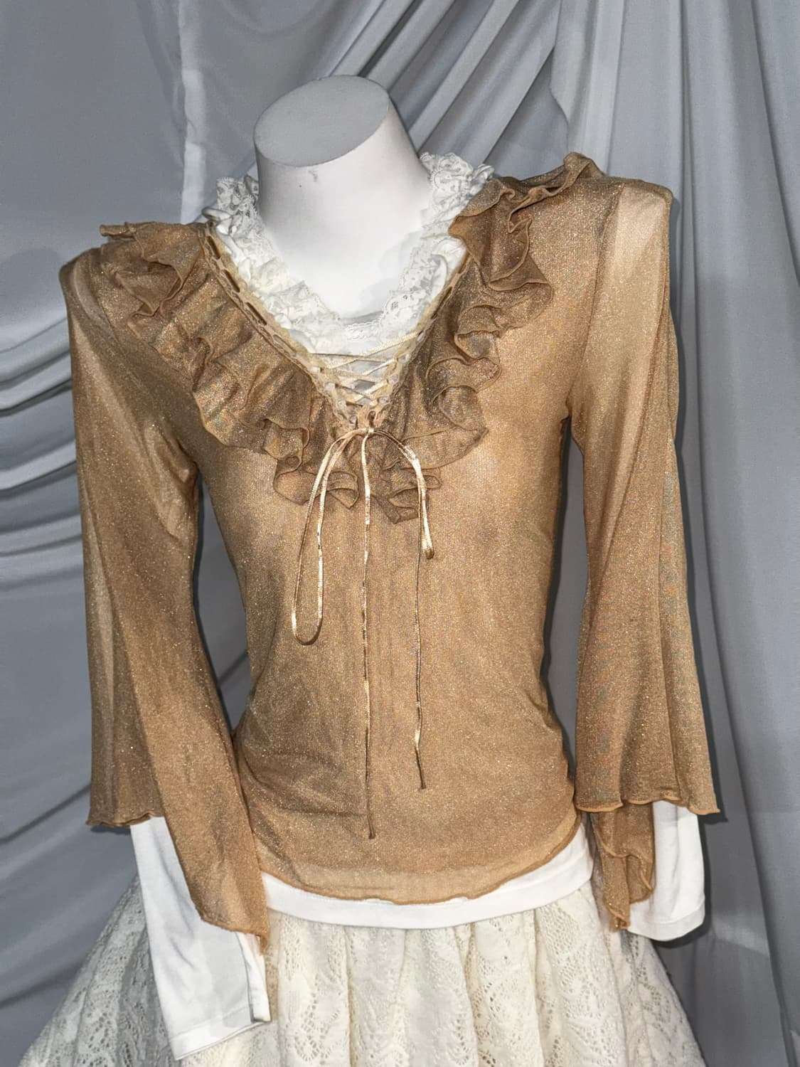 아이보리 페어리 레이스 시스루 프릴 코디세트  상품이미지6