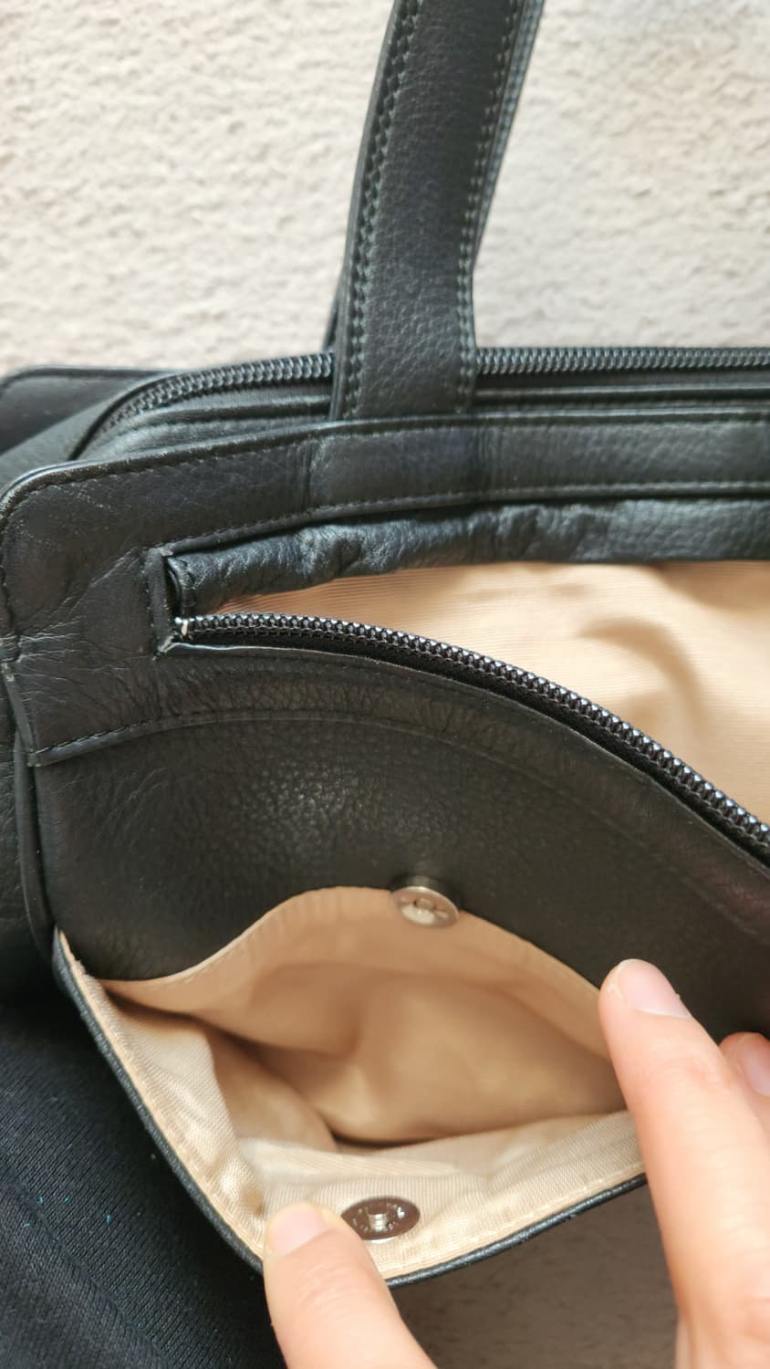 일본빈티지 아시야마티 블랙 가죽 토트백 상품이미지6