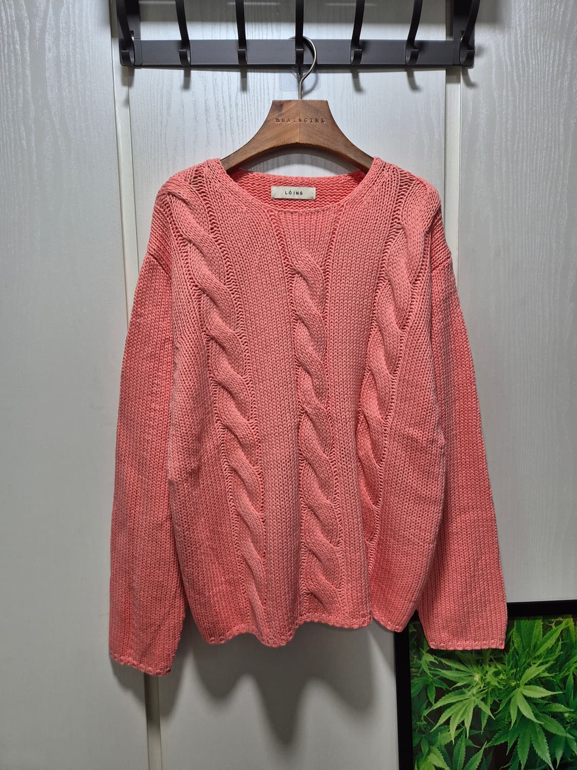 빈티지 꽈배기 봄 니트 코랄 핑크 상품이미지1