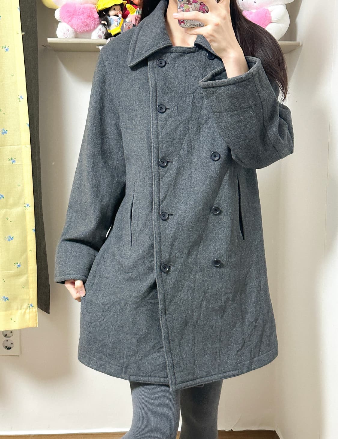 빈티지 차콜 코트 오네갸루 로걀 코이세이오깔 공겜여주 긱시크 모리걸 고딕 상품이미지1