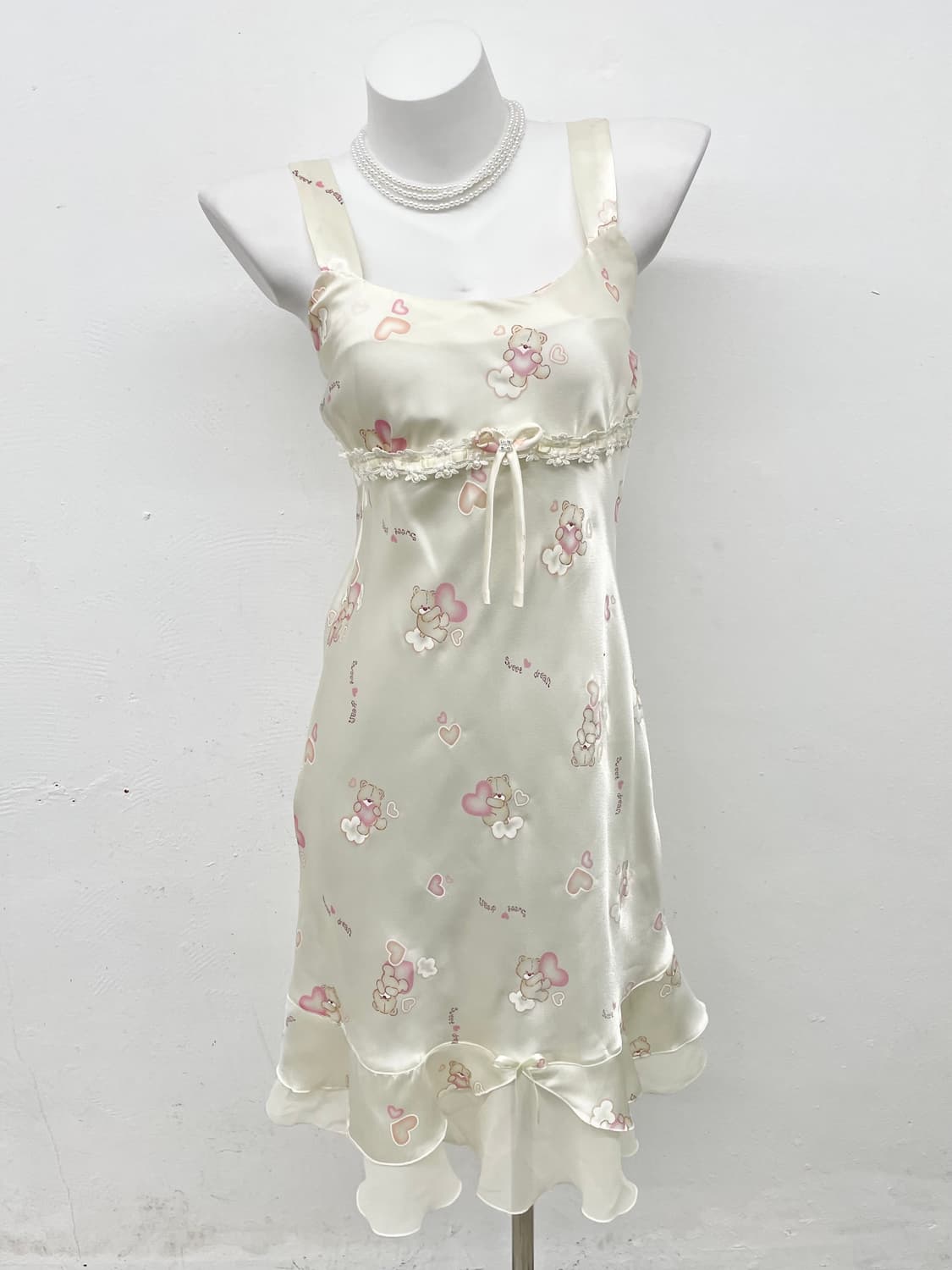 키치 베어 새틴 프릴 슬립 상품이미지1