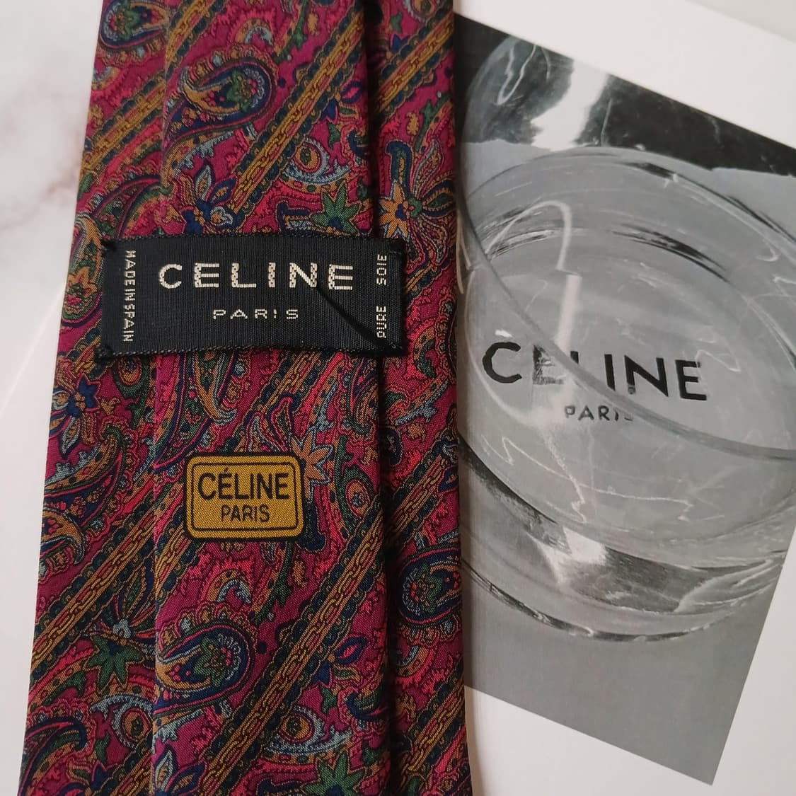 셀린느 실크 퍼플 페이즐리 패턴 넥타이 8cm A등급 A19304
 상품이미지9