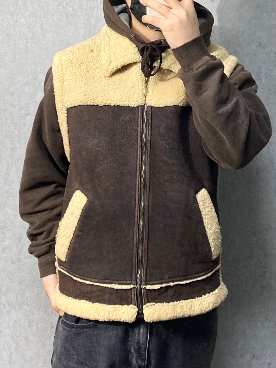 [100] 90s Capacci 양가죽 시어링 레더 베스트 상품이미지9