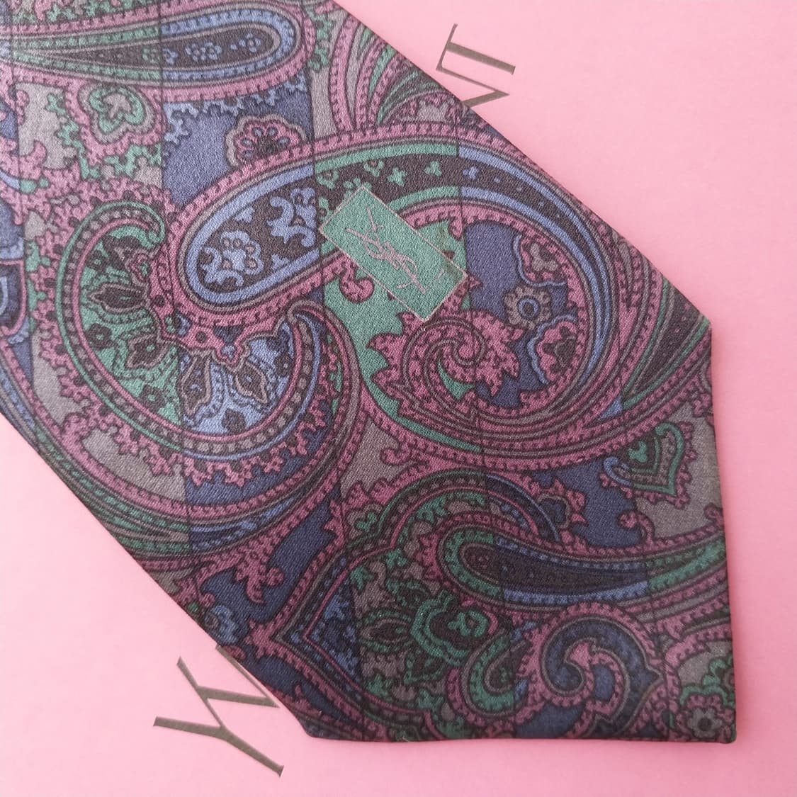 입생로랑 네이비 & 퍼플 페이즐리 넥타이 7.8cm A등급 K2595
 상품이미지6