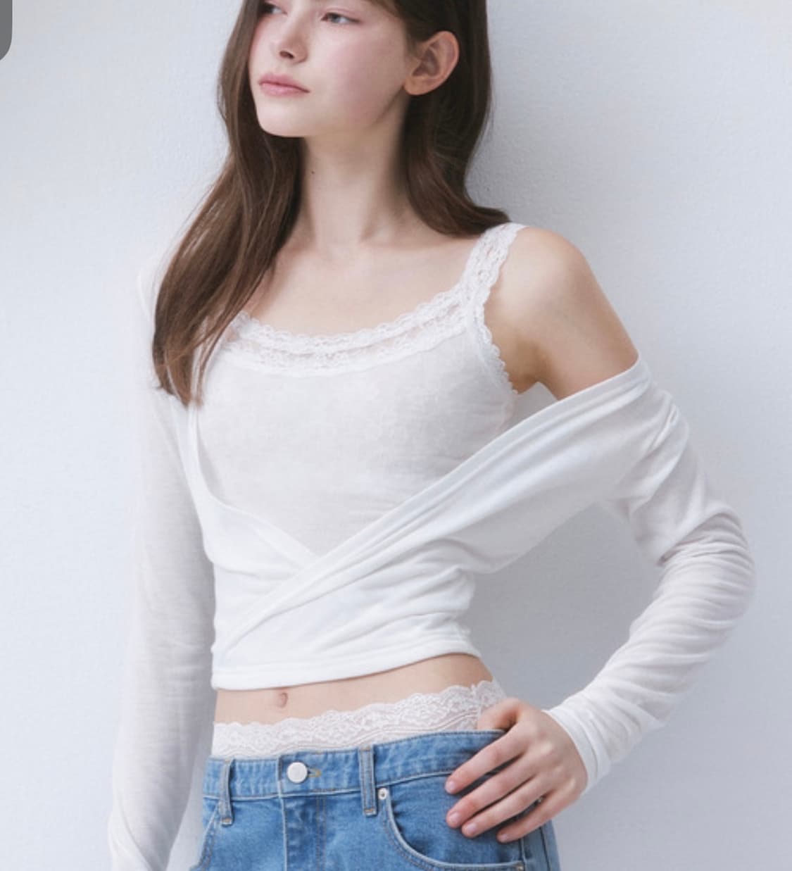 더티스 AIRY 3 LAYER LACE WRAP TOP 상품이미지1