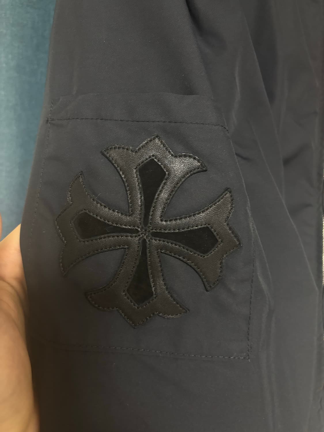 [XL]크롬하츠 트리플크로스 레더패치 퍼자켓 상품이미지2