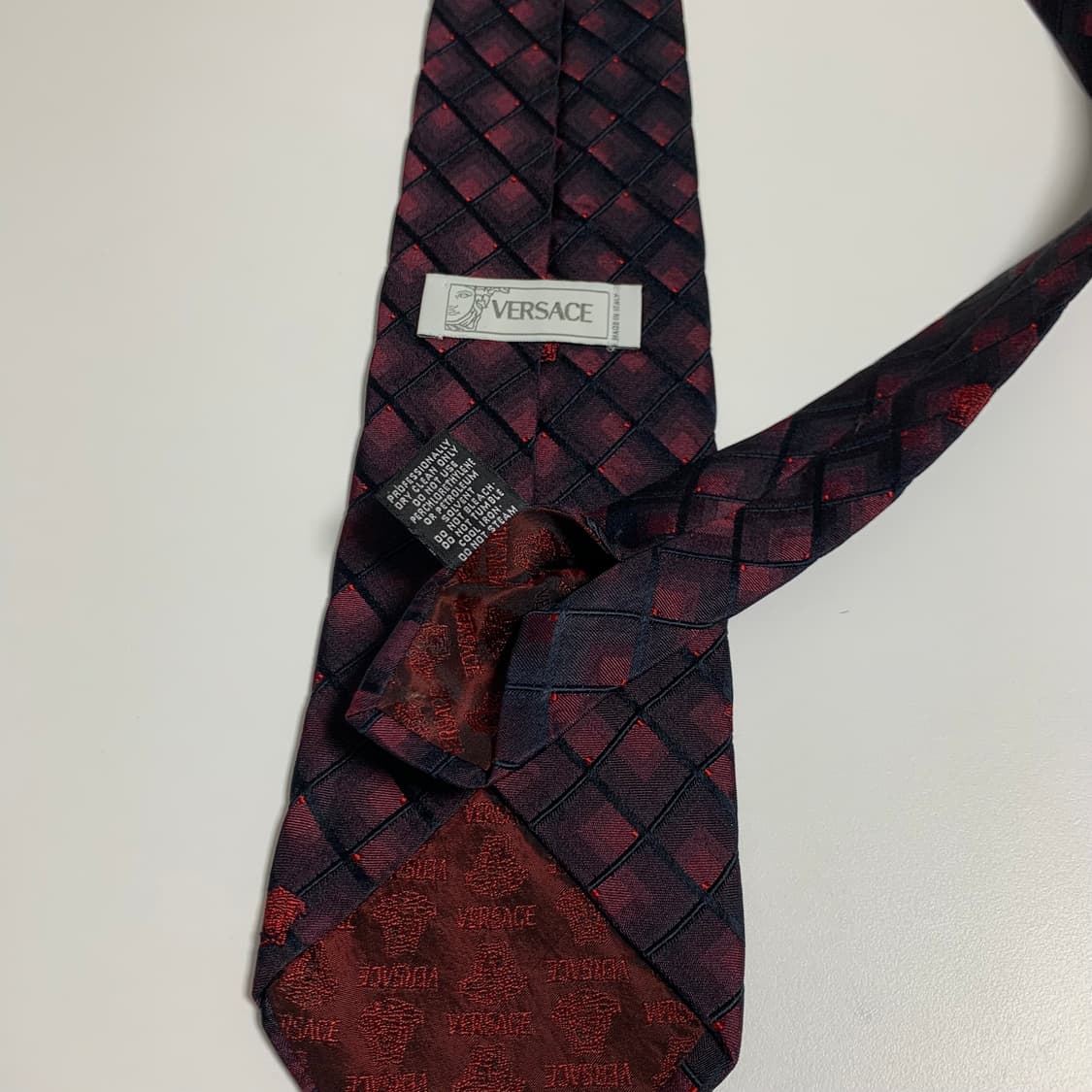 베르사체(VERSACE) 레드 버건디컬러 체크넥타이 명품 100실크 A+ 상품이미지7