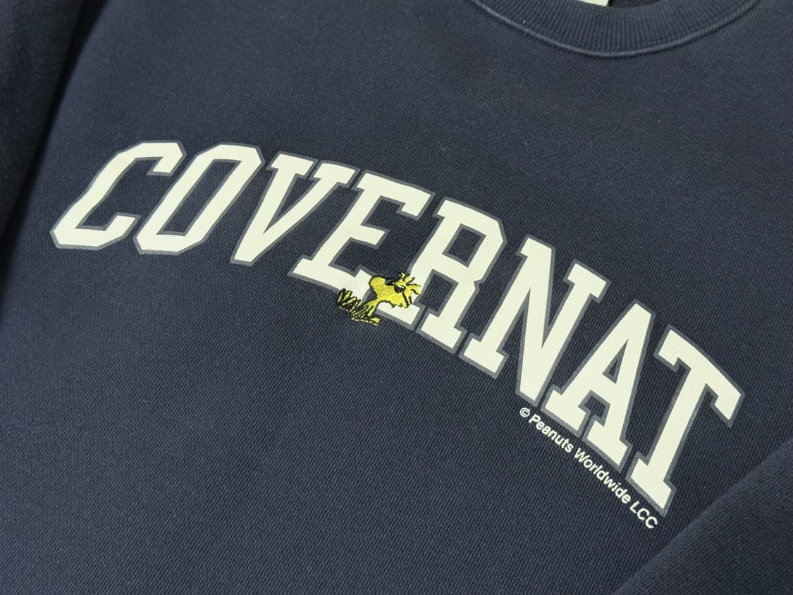 커버낫 우드스탁 아치로고 크루넥 맨투맨 네이비 상품이미지2