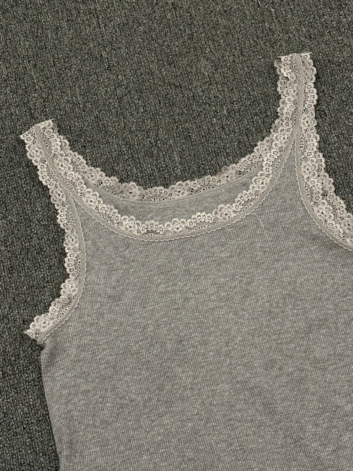 L)Japanese vintage 여성 그레이 레이스 나시 상품이미지2