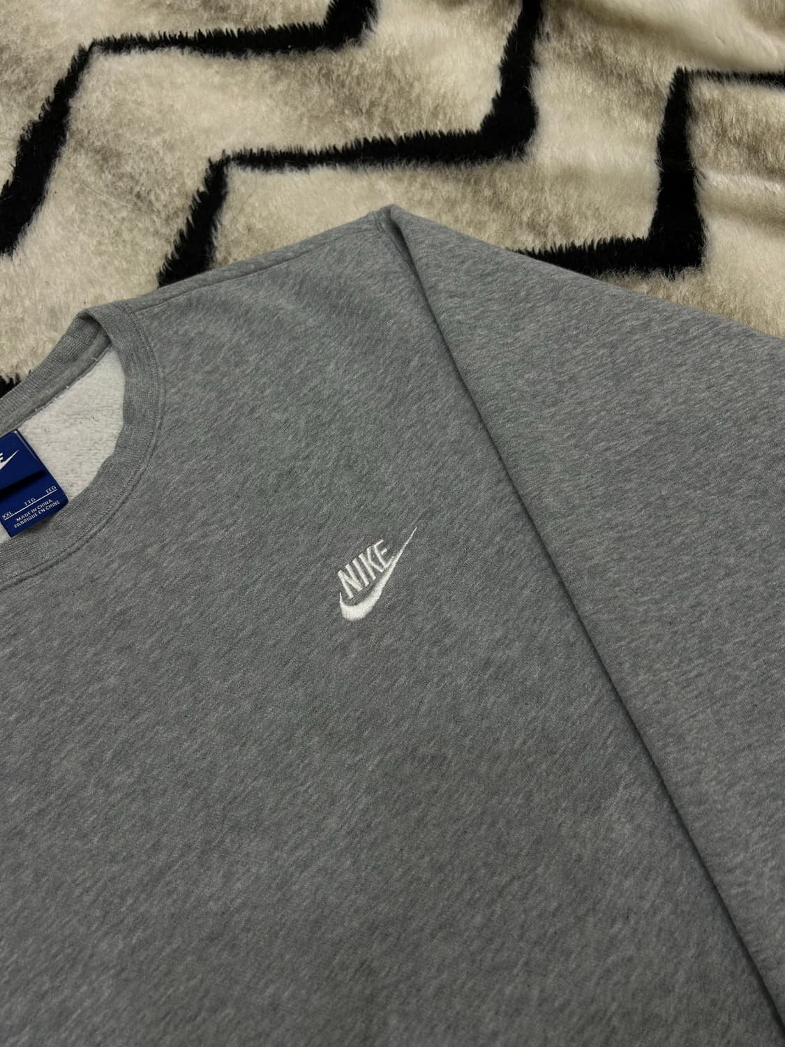 [2XL]나이키 자수로고 맨투맨/그레이/기모 상품이미지1