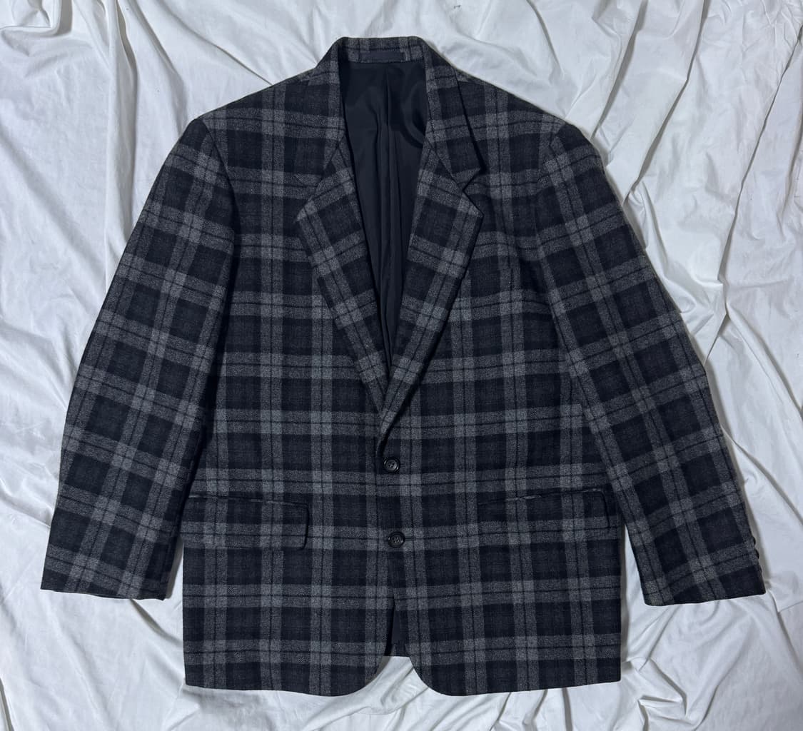 90s 꼼데가르송 옴므 울 체크 자켓 상품이미지1