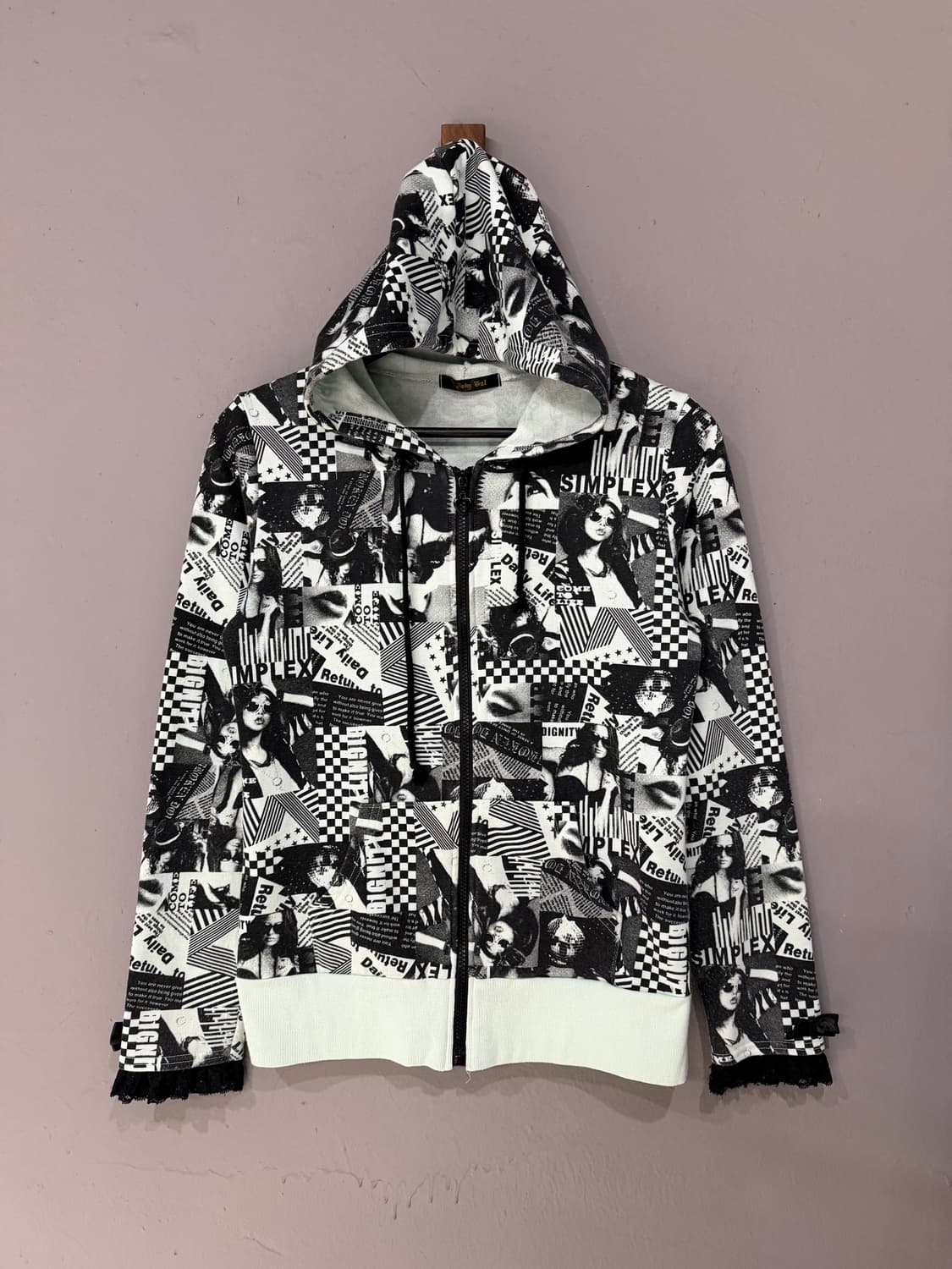y2k printing detail mint hood zip-up 상품이미지6