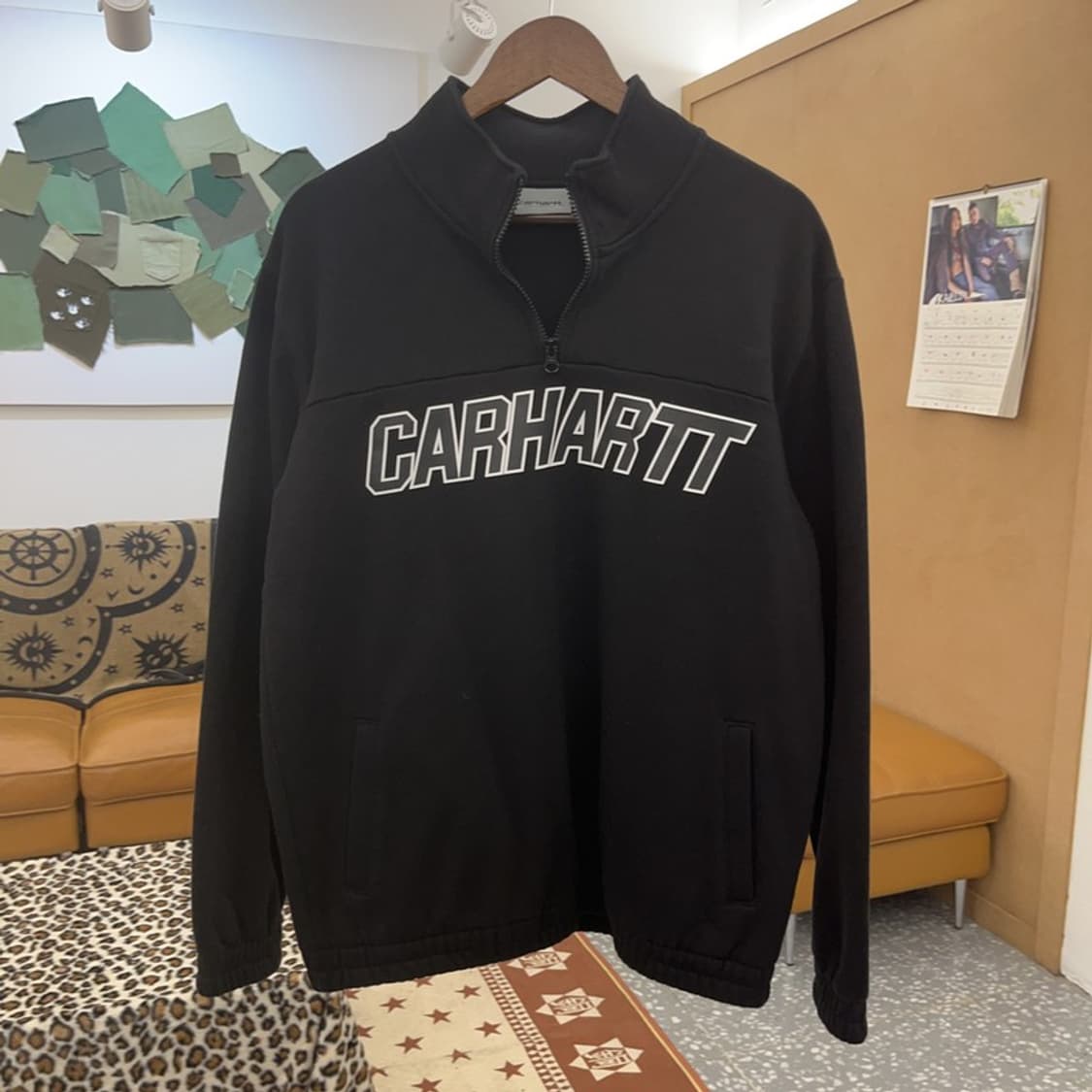 칼하트 올드스쿨 레트로 빈티지 반집업 기모 맨투맨 S C09199 상품이미지3