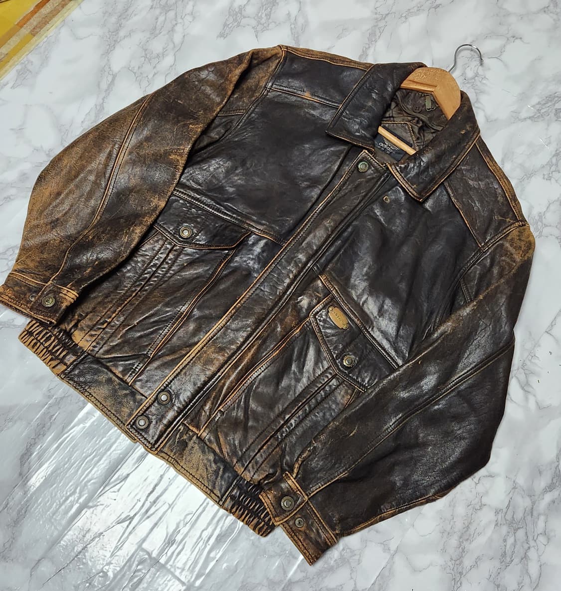 L 아디다스 80s 빈티지 양가죽 자켓 상품이미지4